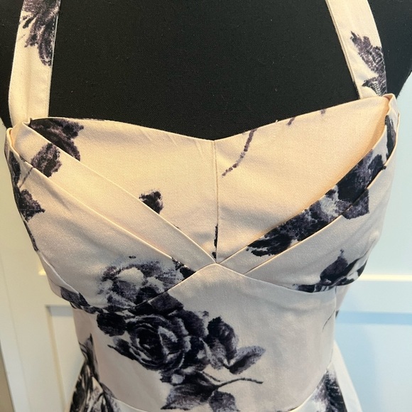 Ixia Floral Halter Mini Dress Black Strapless Size M - Picture 3 of 11